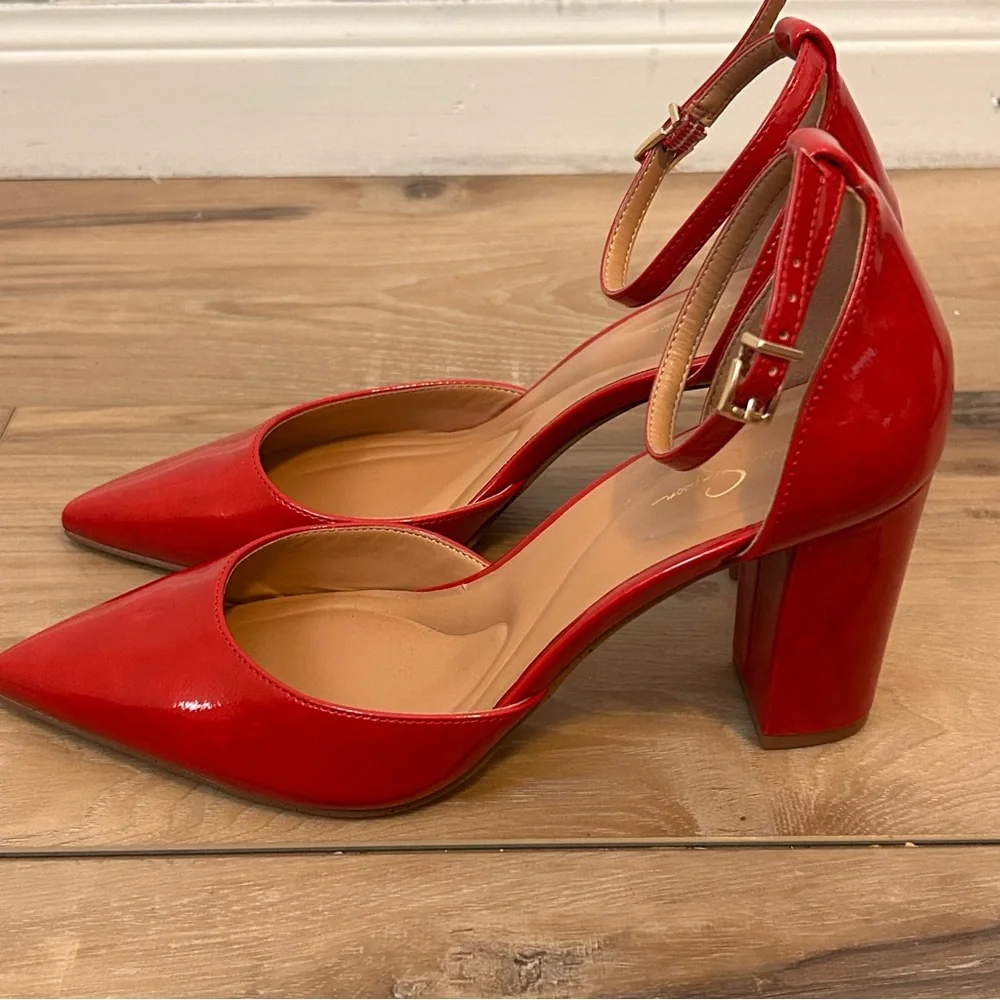 Jessica Simpson Red Patent Strap 3.5 inch Heels - Picture 6 of 9